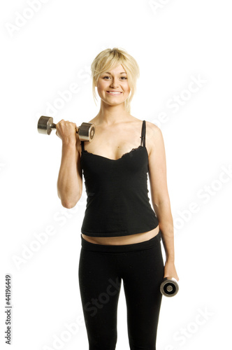 Woman working out isolated on a white background