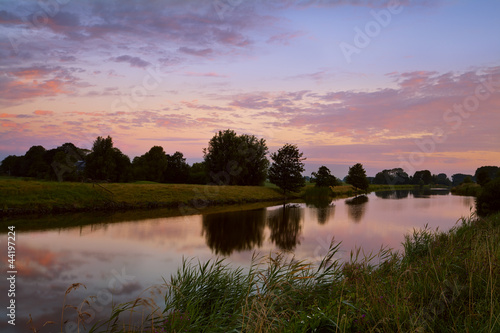 sunrise on river in Groningen