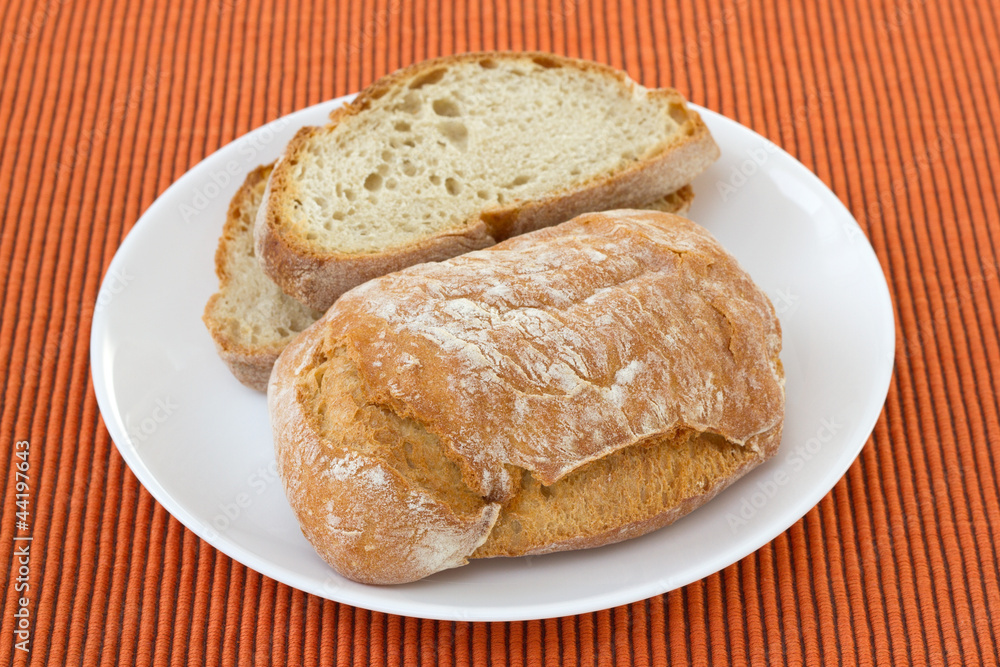 bread on the white plate