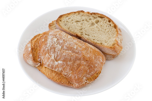 bread on the white plate