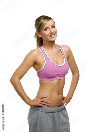 Athletic woman isolated on a white background