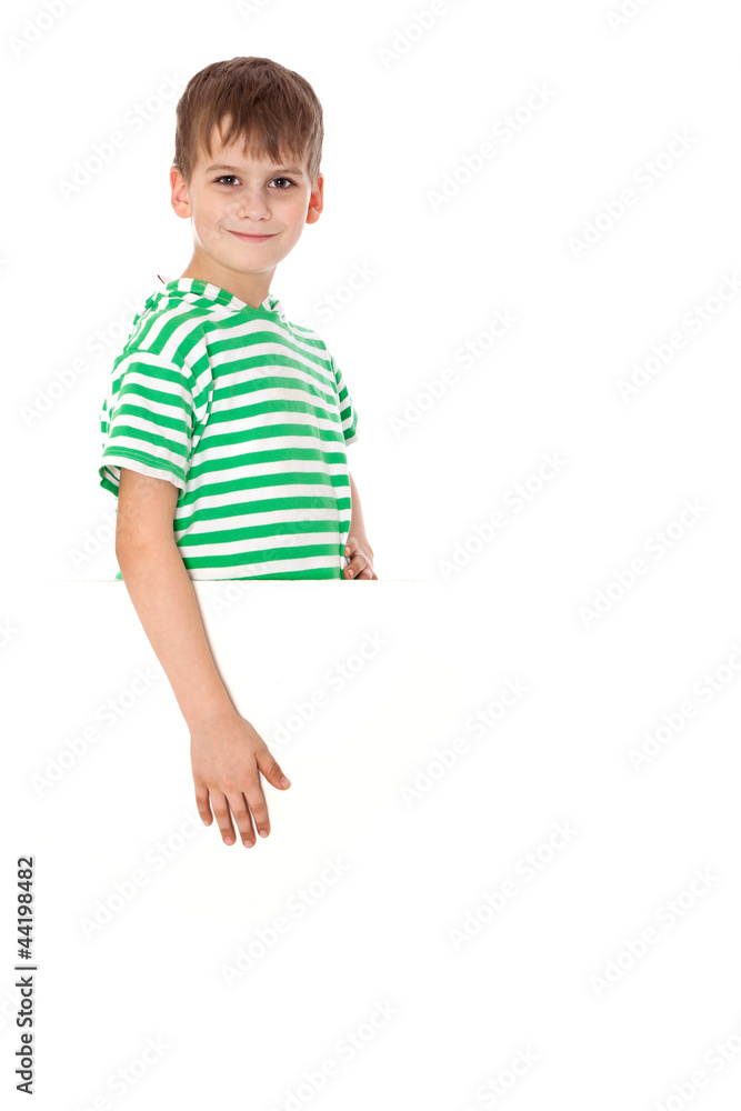 Boy holding a banner Boy holding a banner