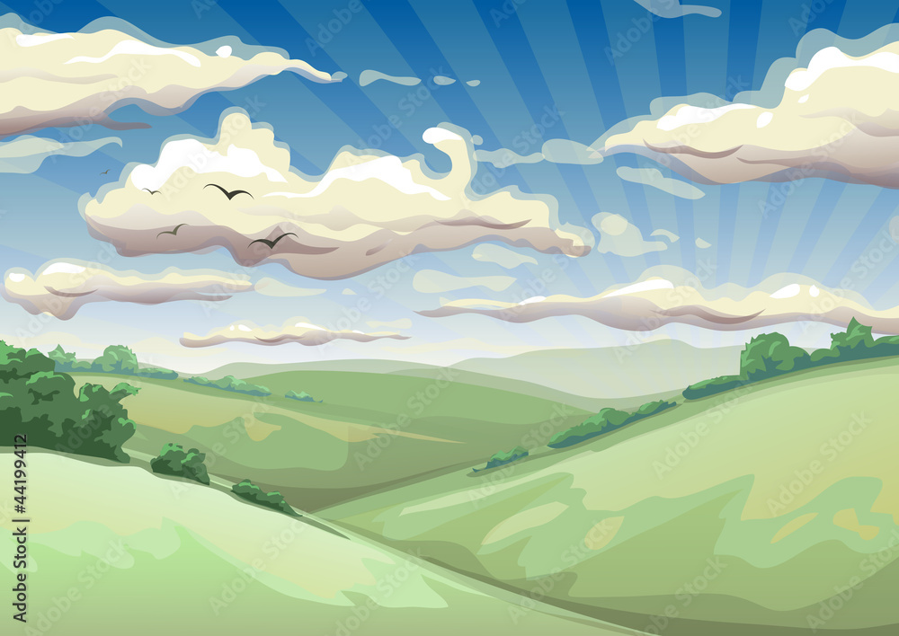landscape with clouds vector illustration landscape with clouds vector illustration