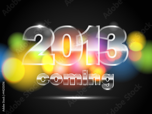 Abstract background of glowing color circles. 2013 is coming