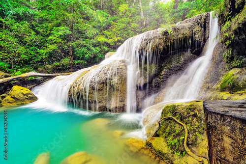 Blue Green  Waterfall Eravan  Kanchanabury   popular Thailand photo