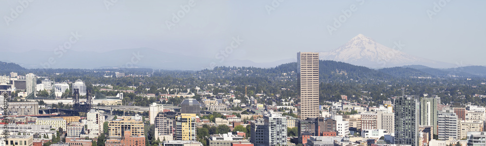 Portland Cityscape with Mount Hood Panorama