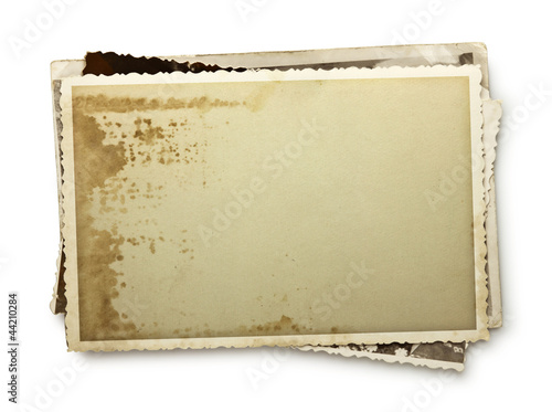 Stack of old photos with clipping path inside and outside