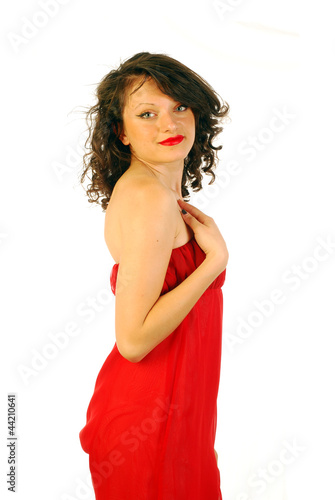 Woman in elegant red dress 208