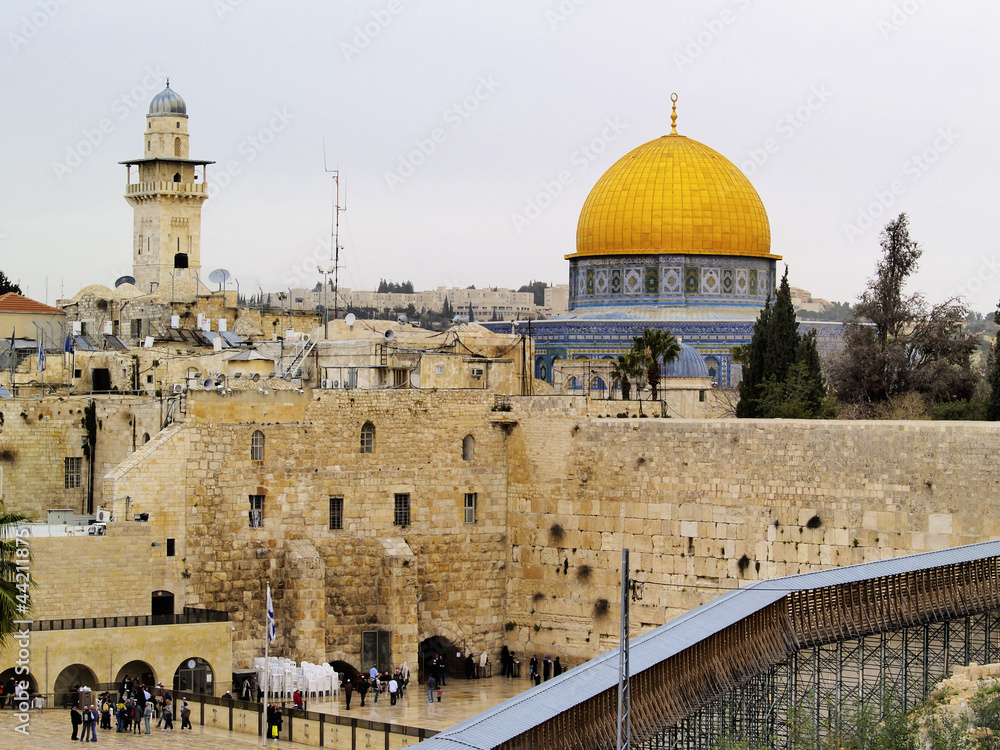 Naklejka premium Wailing Wall and Al Aqsa Mosque, Jerusalem, Israel