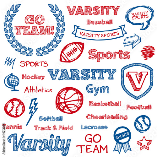 School sports hand-drawn elements