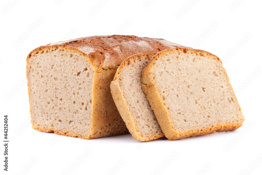 rye bread  isolated on white
