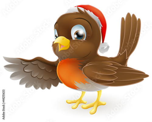 Christmas Robin bird pointing