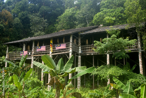 Obraz na płótnie Orang-ulu longhouse, Damai, Sarawak, Borneo, Malaysia w salonie