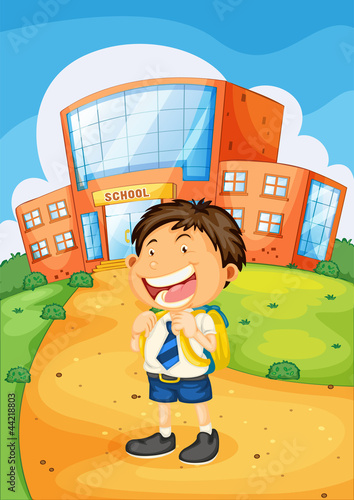 boy infront of school