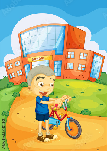 boy infront of school
