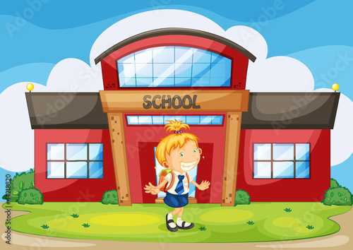 girl infront of school