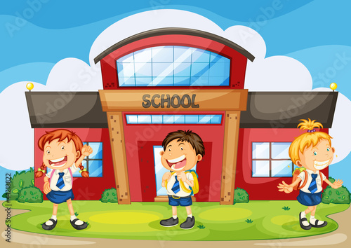 kids infront of school
