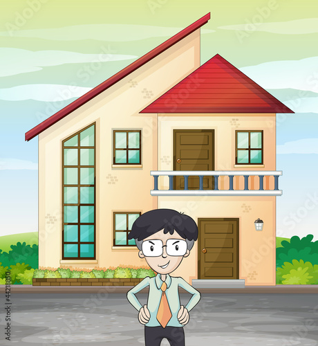 man infront of house