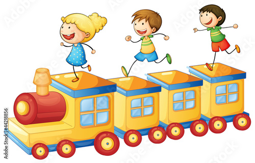 kids on train
