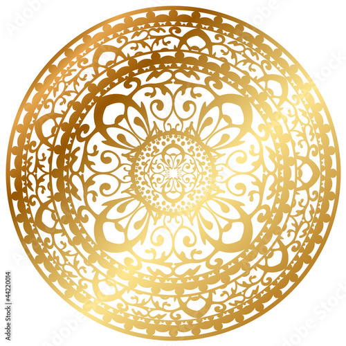 Vector illustration of gold oriental rug / napkin