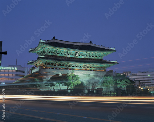 night view of the great South Gate of Seoul, Namdaemun