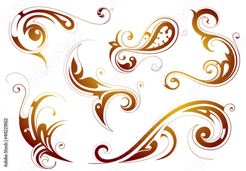 Set of various tribal art tattoo isolated on white