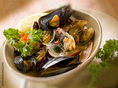 mussel and clam soup, selective focus #44223052