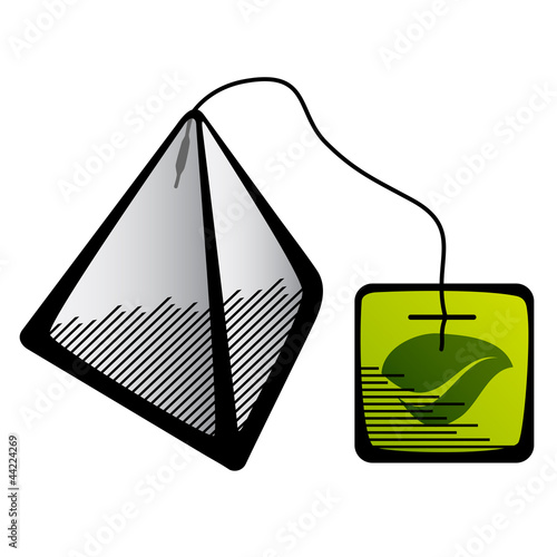 vector green tea pyramid bag icon