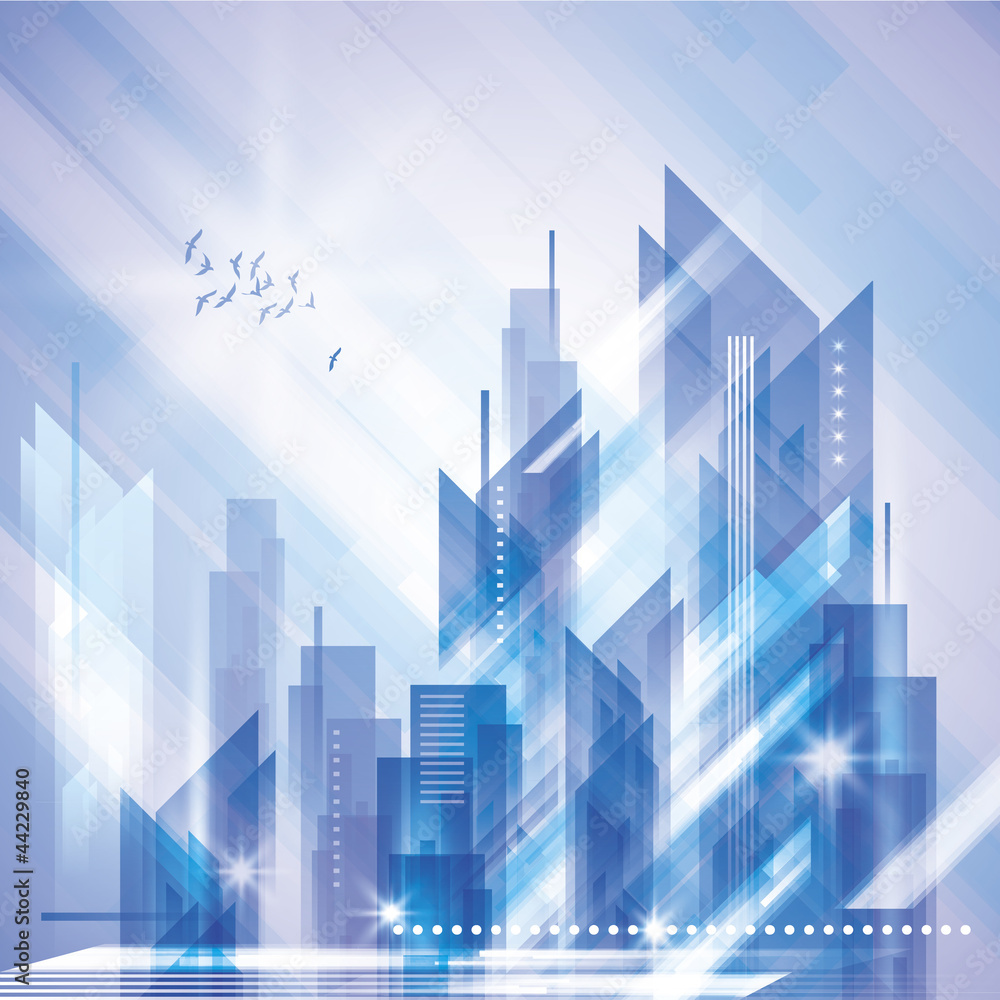 Fototapeta premium Abstract City Landscape in Winter Time