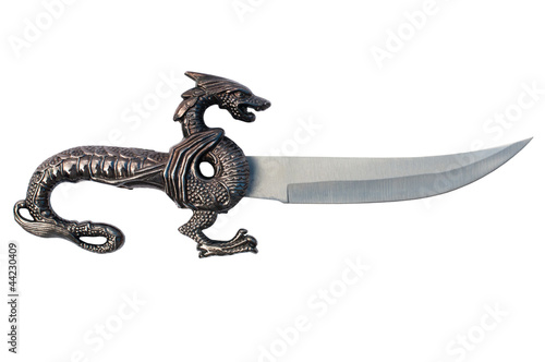 Ancient souvenir dagger on a white background