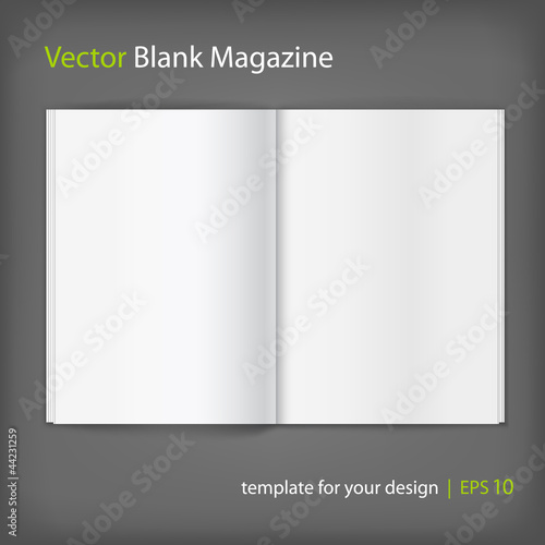 Vector white blank magazine spread. Template for your design