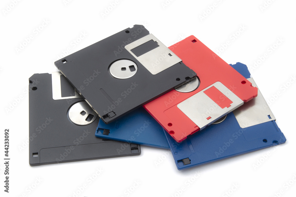Computer floppy disks on white background Computer floppy disks on white background