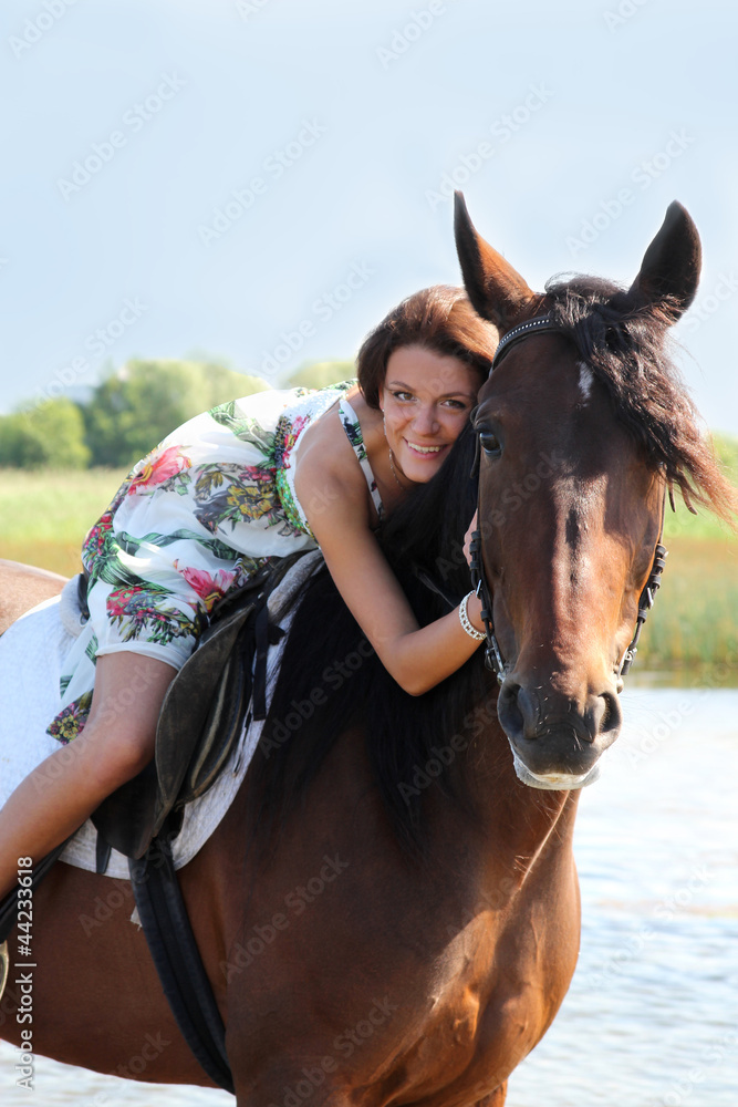 Obraz premium girl riding a horse