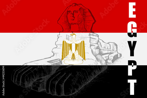vector illustration of the great sphinx on Egypt flag