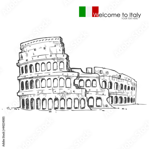 vector illustration of Roman Colosseum against white background