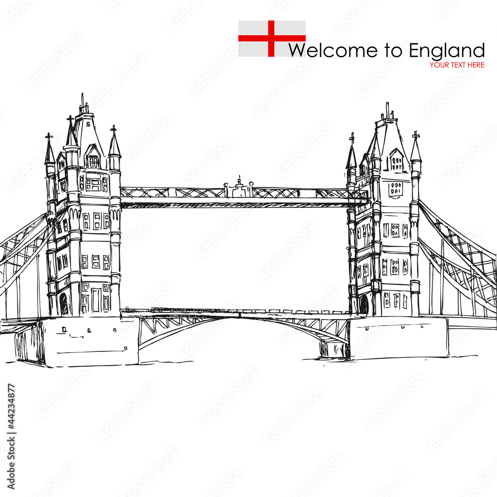 vector illustration of London Bridge against white background