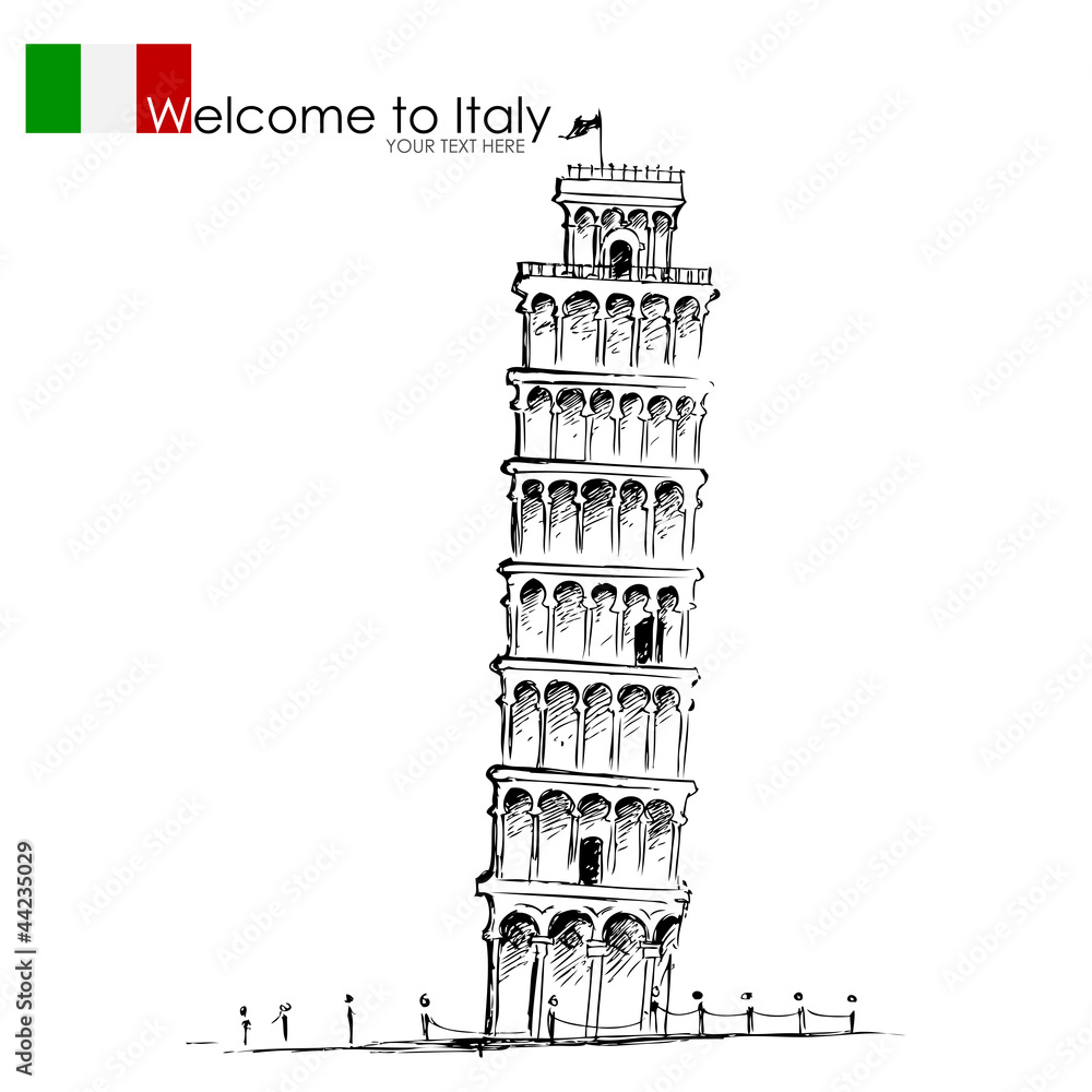 vector illustration of Leaning Tower of Pisa