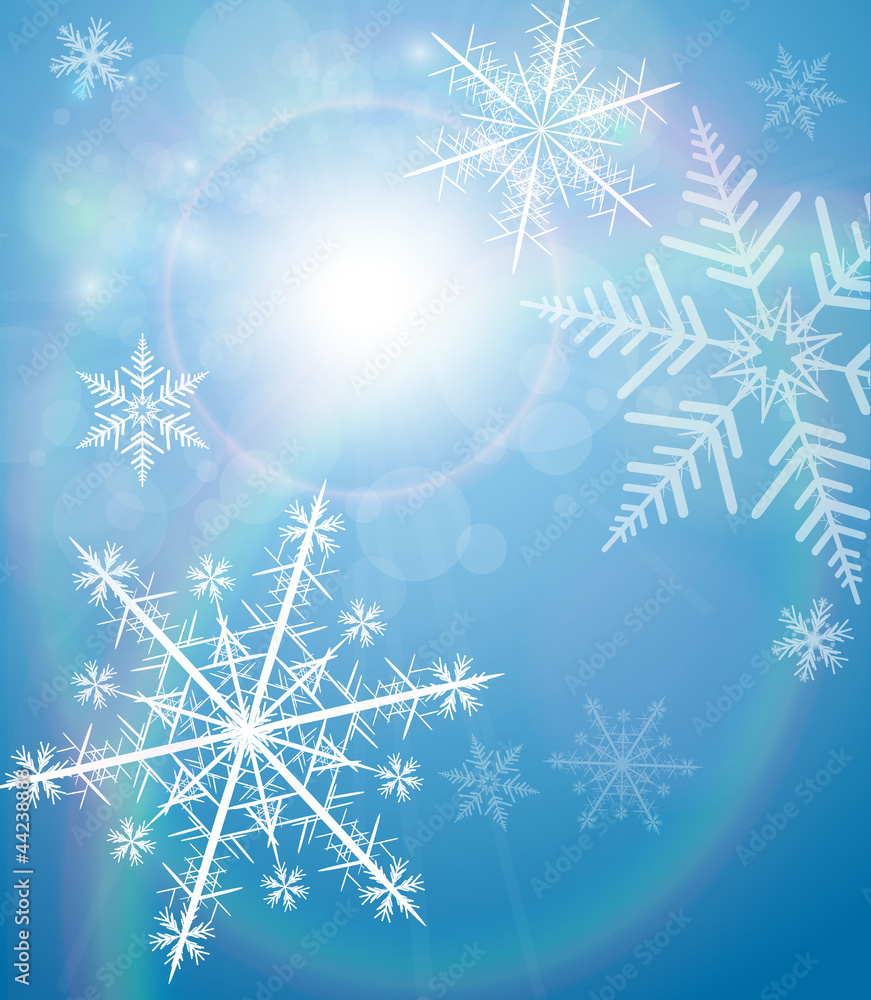 Winter background with snowflakes, vector. Winter background with snowflakes, vector.
