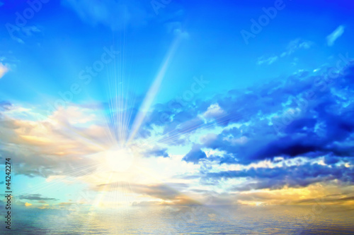 The morning sky and the sea and the sun.