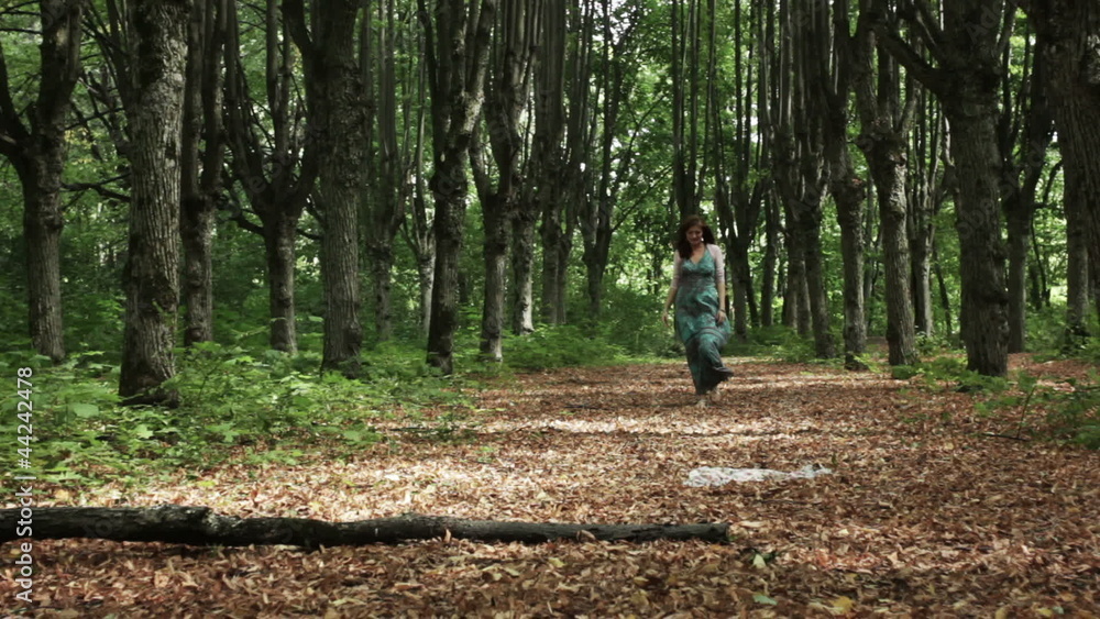 lady walk in forest lady walk in forest