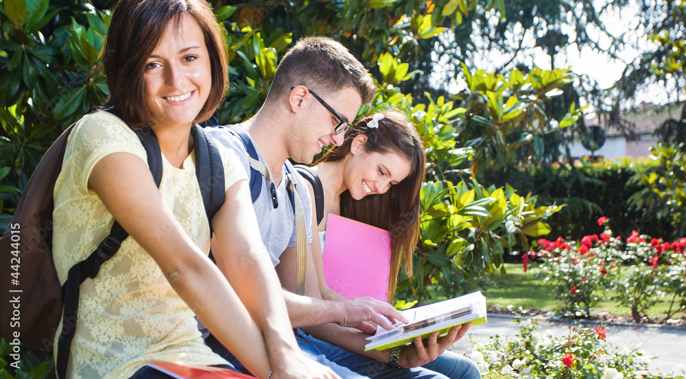 Group of students in a park Group of students in a park