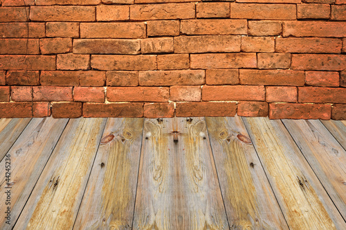 old interior with brick wall  vintage background