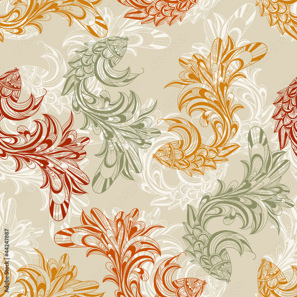 Vector Seamless Pattern with Fishes Vector Seamless Pattern with Fishes