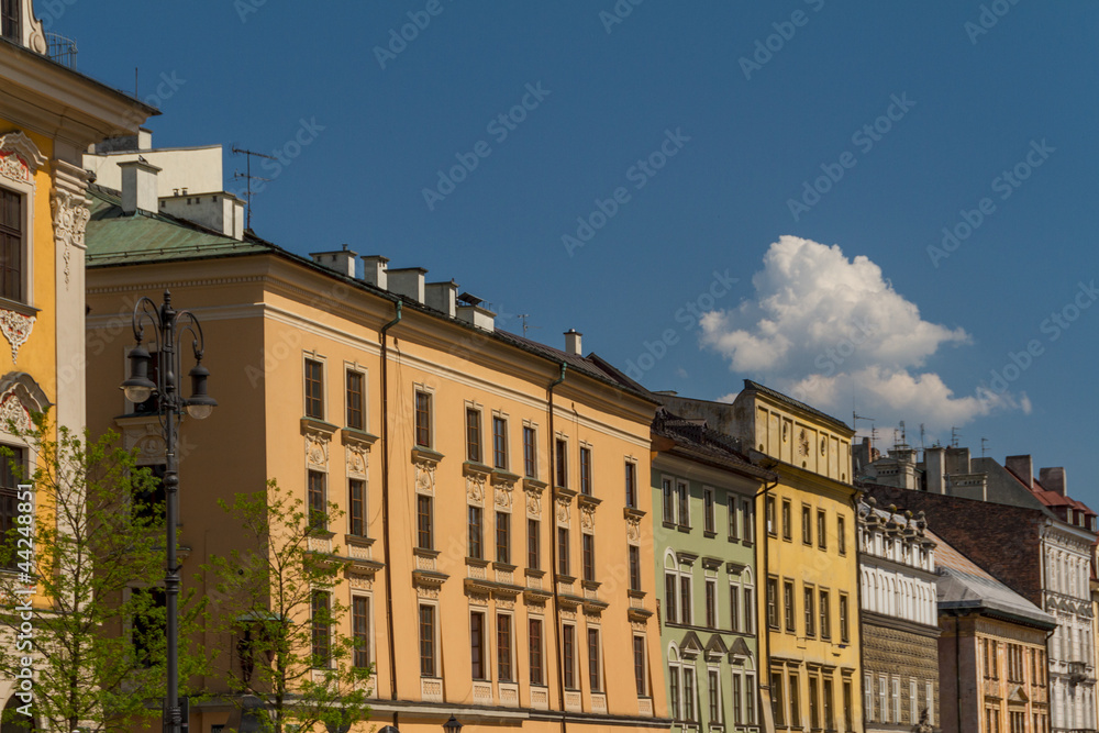 Fototapeta premium Beautiful facade of old town house in Krakow, Poland