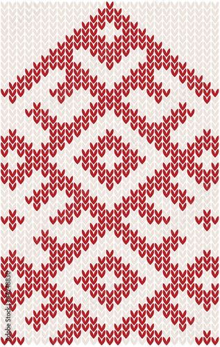 knitted christmas pattern in red color. vector illustration