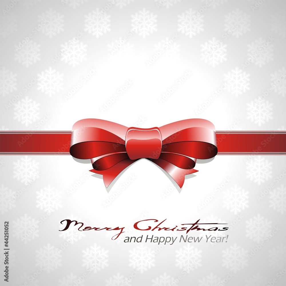 Vector Christmas background with red bow and ribbon. Vector Christmas background with red bow and ribbon.