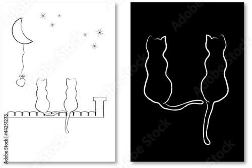 Katze und Kater auf dem Dach