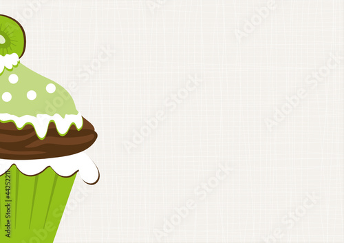 Cupcake mit Schokolade und Kiwi