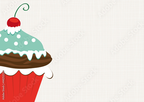 Cupcake mit Schokolade und Kirsche