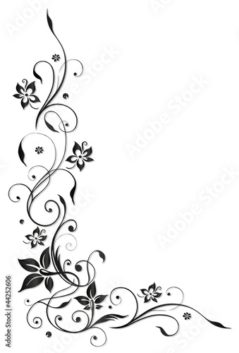 Ranke, flora, Blume, Blüte, border, frame, black